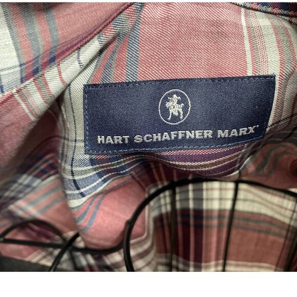 Hart Schaffner Marx Men's Size L plaid (Red/Black/Gray) button down shirt - Picture 3 of 8